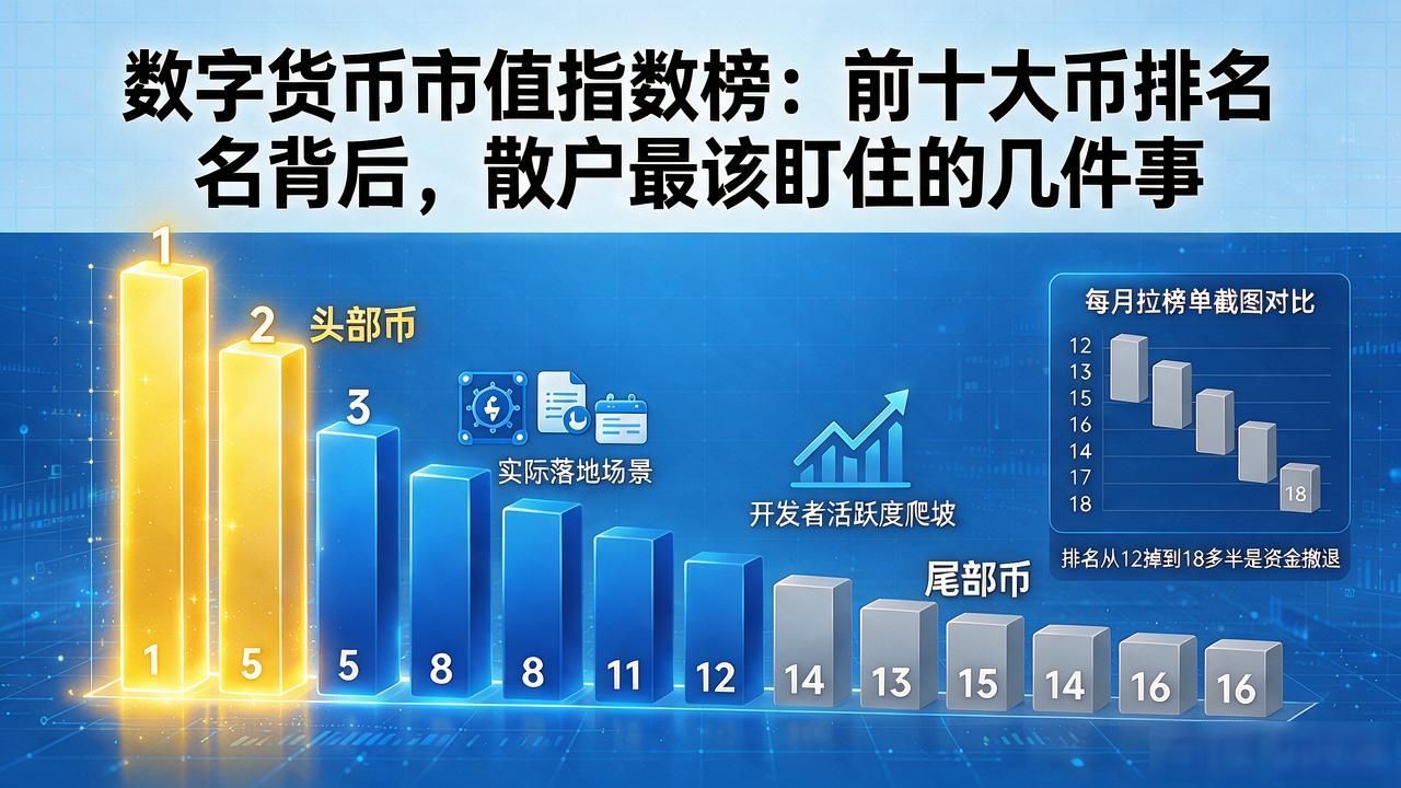 数字货币市值指数榜：前十大币排名背后，散户最该盯住的几件事