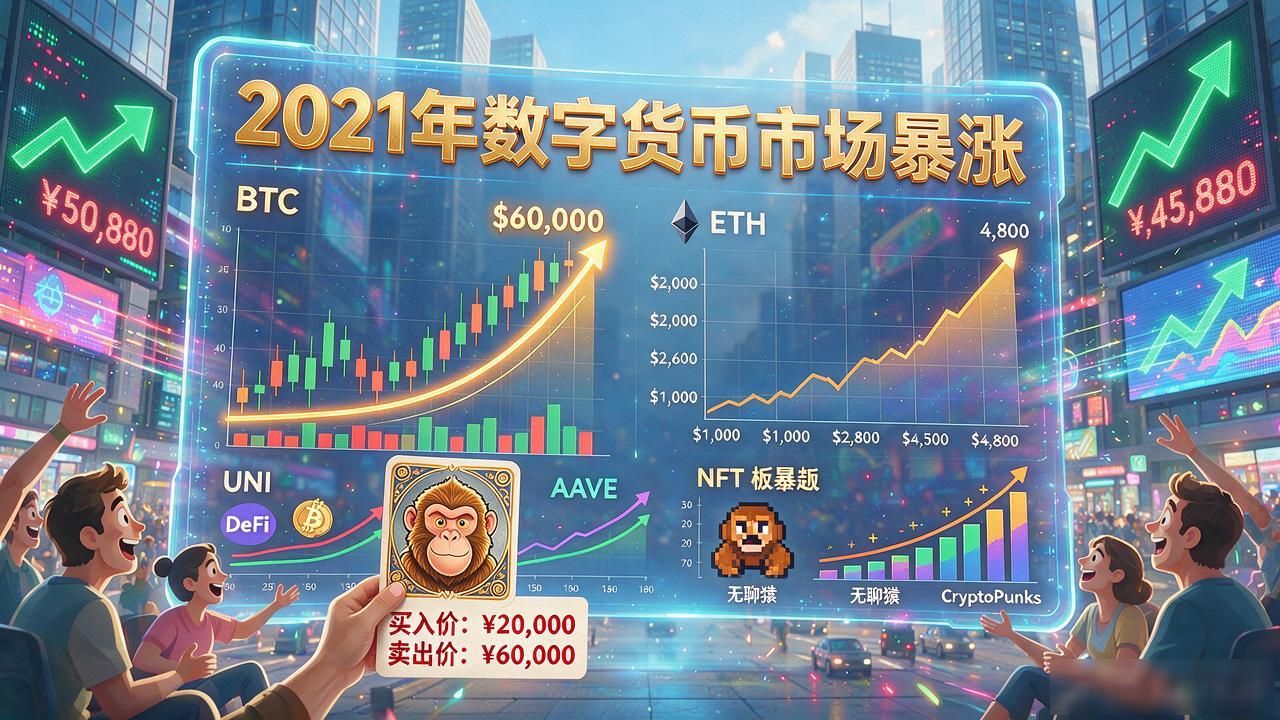 2021年数字货币市值暴涨多少？比特币破6万，全网盘子超3万亿