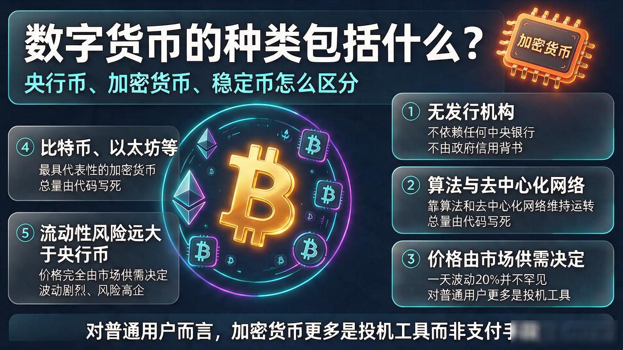 数字货币的种类包括什么？央行币、加密货币、稳定币怎么区分