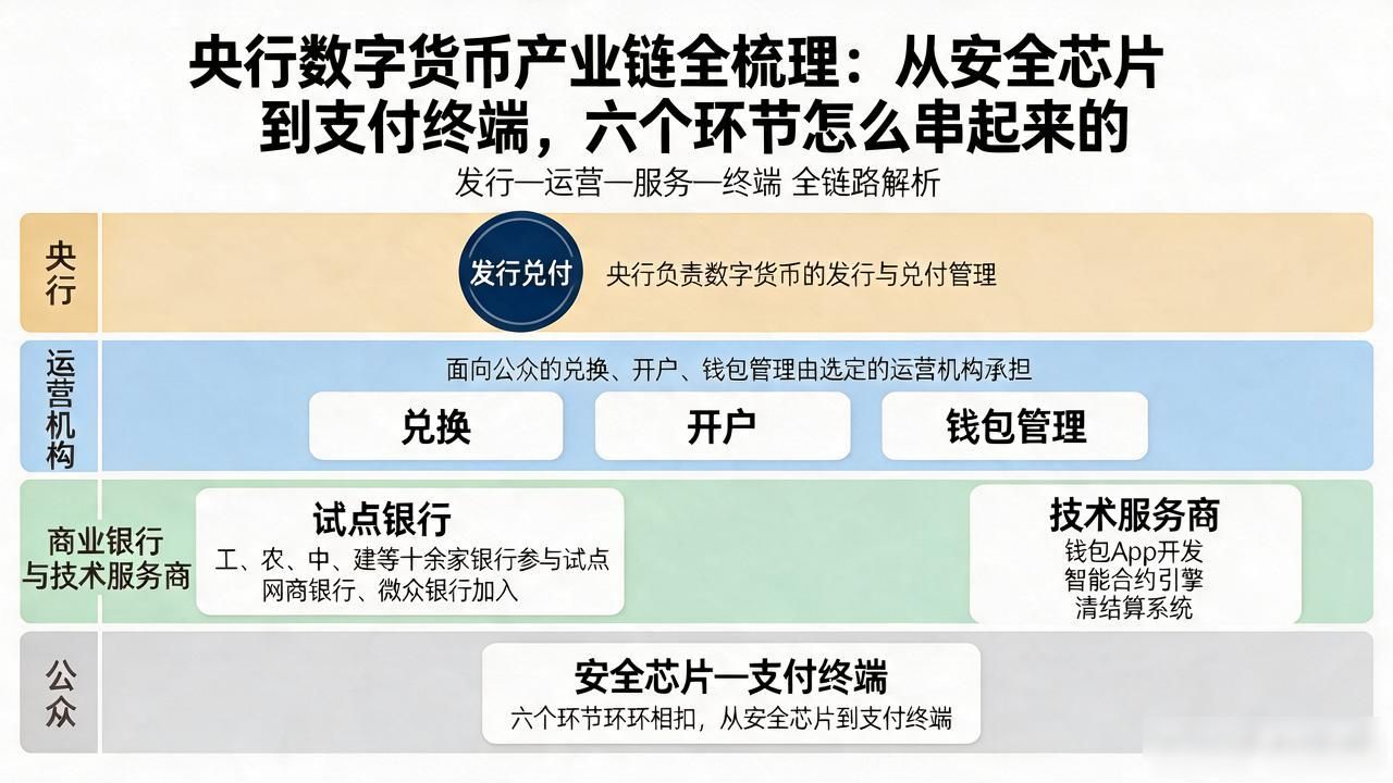央行数字货币产业链全梳理：从安全芯片到支付终端，六个环节怎么串起来的