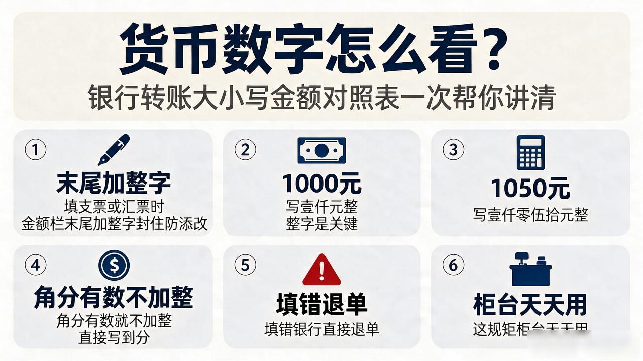 货币数字怎么看？银行转账大小写金额对照表一次帮你讲清